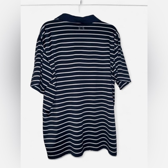 Under Armour Men's Dark Blue and White Striped Polo - Picture 2 of 4